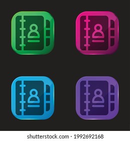 Agenda four color glass button icon