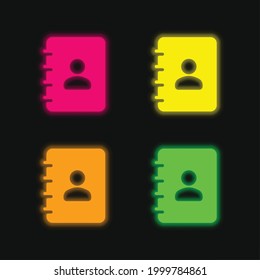 Agenda four color glowing neon vector icon