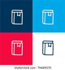 Agenda hand drawn tool outline four color material and minimal icon logo set in red and blue