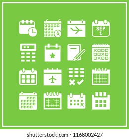 agenda icon. 16 agenda vector set. monthly calendar, calendar times, calendar and calendar tool icons for web and design about agenda theme