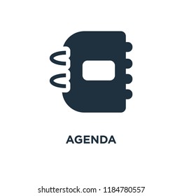 Agenda icon. Black filled vector illustration. Agenda symbol on white background. Can be used in web and mobile.