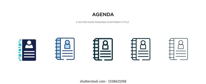 agenda icon in different style vector illustration. two colored and black agenda vector icons designed in filled, outline, line and stroke style can be used for web, mobile, ui