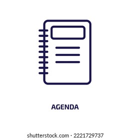 agenda icon from hotel and restaurant collection. Thin linear agenda, date, event outline icon isolated on white background. Line vector agenda sign, symbol for web and mobile