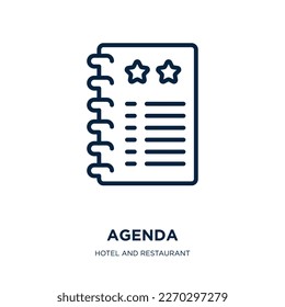 agenda icon from hotel and restaurant collection. Thin linear agenda, meeting, time outline icon isolated on white background. Line vector agenda sign, symbol for web and mobile