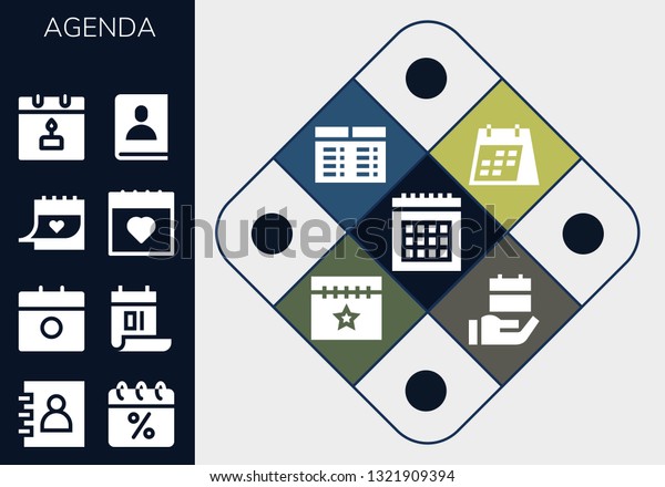 Agenda Icon Set 13 Filled Agenda Stock Vector Royalty Free