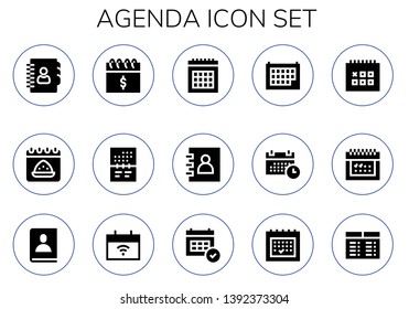 agenda icon set. 15 filled agenda icons.  Simple modern icons about  - Agenda, Calendar, Schedule, Timetable