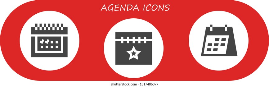 agenda icon set. 3 filled agenda icons.  Collection Of - Calendar