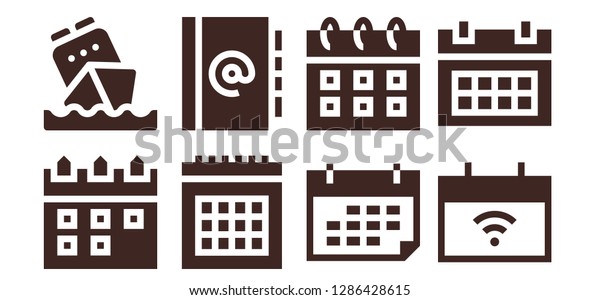 Agenda Icon Set 8 Filled Agenda Stock Vector Royalty Free