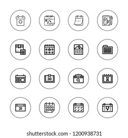 Agenda icon set. collection of 16 outline agenda icons with calendar, order icons.