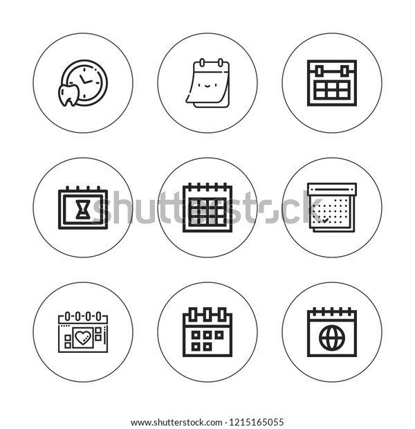 Agenda Icon Set Collection 9 Outline Stock Vector Royalty Free