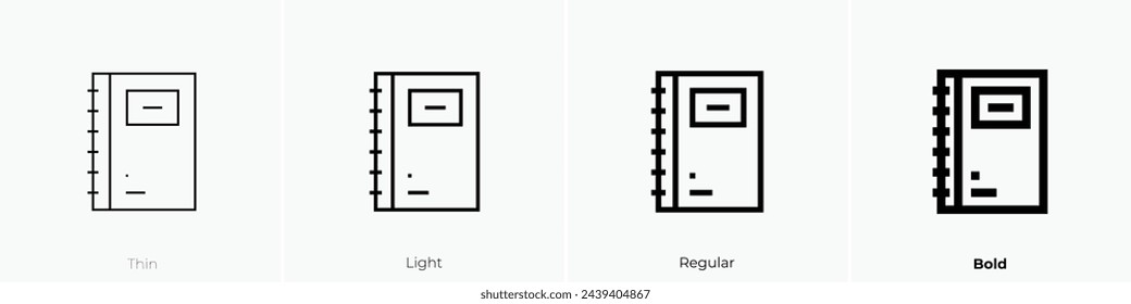 agenda icon. Thin, Light Regular And Bold style design isolated on white background