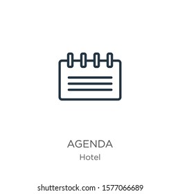 Agenda icon. Thin linear agenda outline icon isolated on white background from hotel collection. Line vector sign, symbol for web and mobile