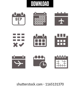 agenda icon. This set with calendar, calendar times, month calendar and calendar tool vector icons for mobile and web