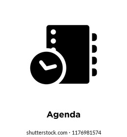Agenda icon vector isolated on white background, logo concept of Agenda sign on transparent background, filled black symbol