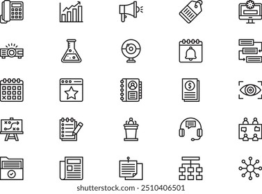 A coleção de ícones da agenda é uma ilustração vetorial com traçado editável.