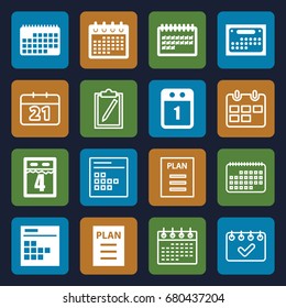 Agenda icons set. set of 16 agenda filled and outline icons such as calendar, plan, 1st day calendar, 4th date calendar