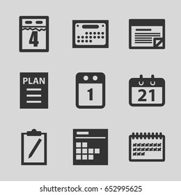 Agenda icons set. set of 9 agenda filled icons such as calendar, plan, 1st day calendar, 4th date calendar