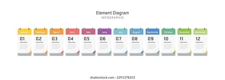 Agenda Infographic template for business. 12 Months modern Timeline element diagram calendar, 4 quarter steps milestone presentation vector infographic.