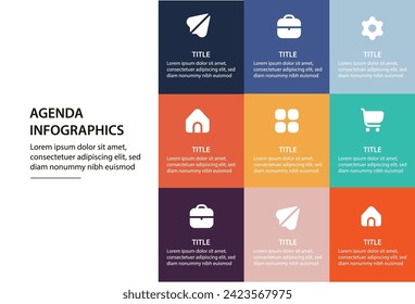 Vector de diseño de plantillas de infografía de agenda