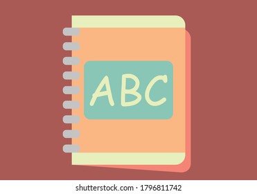 Agenda with letters of the alphabet on red background.