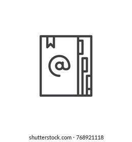 Agenda line icon, outline vector sign, linear style pictogram isolated on white. Address book with bookmark symbol, logo illustration. Editable stroke