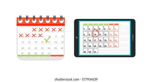 Agenda list calendar vector illustration.