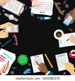 Agenda list concept vector illustration set business note ofiice calendar wishlist checklist shopping list plan to do just