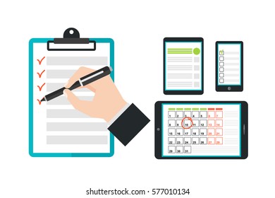 Agenda list concept vector illustration.
