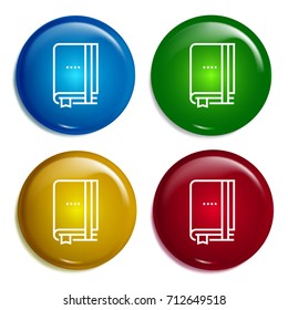 Agenda multi color gradient glossy badge icon set. Realistic shiny badge icon or logo mockup