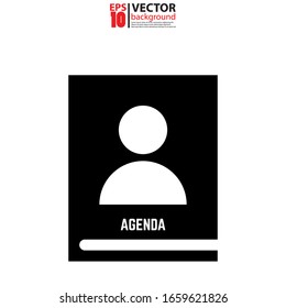 Agenda notebook icon vector in flat design. For your web site design, logo, app, UI. Eps 10 vector illustration.