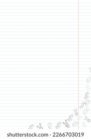Agenda, notebook page with place for text. Blank sheet for to-do list decorated with financial doodles. Flat vector illustration isolated on white background