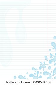 Agenda, notepad template with place for text. Blank sheet for to-do list decorated with water drops and splashes design. Flat vector illustration
