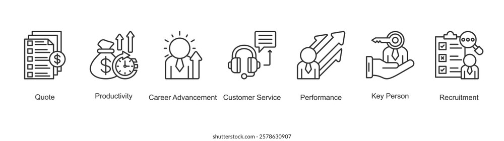 Agenda Planning Icon Quote, Productivity, Career Advancement, Customer Service, Performance, Key Person, Recruitment