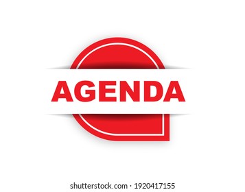 Agenda Red 3d Realistic Paper Speech Bubble Isolated Vector On White.