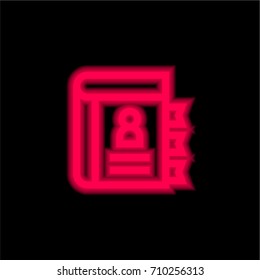 Agenda red glowing neon ui ux icon. Glowing sign logo vector