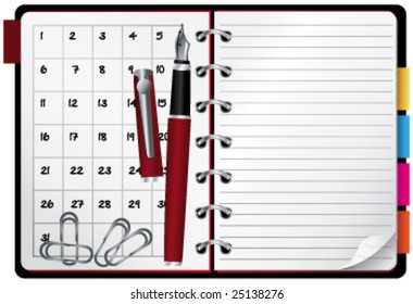 Agenda and red pen vector