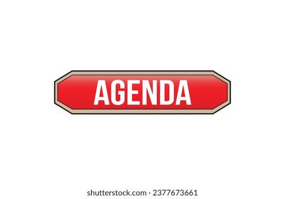 Agenda red ribbon label banner. Open available now sign or Agenda tag.