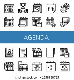 agenda simple icons set. Contains such icons as Calendar, Schedule, Medical appointment, Order, Agenda, To do list, Date, can be used for web, mobile and logo
