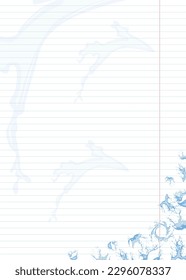 Agenda, template, notebook page for notes with place for text. Blank sheet for to-do list decorated with water drops and splashes design. Flat vector illustration