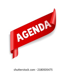 Agenda. Text on banner design. Flat style vector illustration.