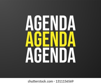 Agenda typography black background for T-shirt and apparel graphics, poster, print, postcard