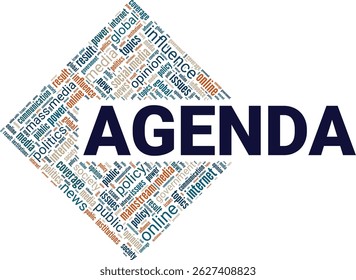 Agenda word cloud conceptual design isolated on white background.