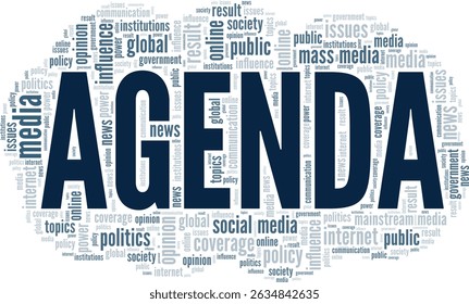 Agenda word cloud conceptual design isolated on white background.
