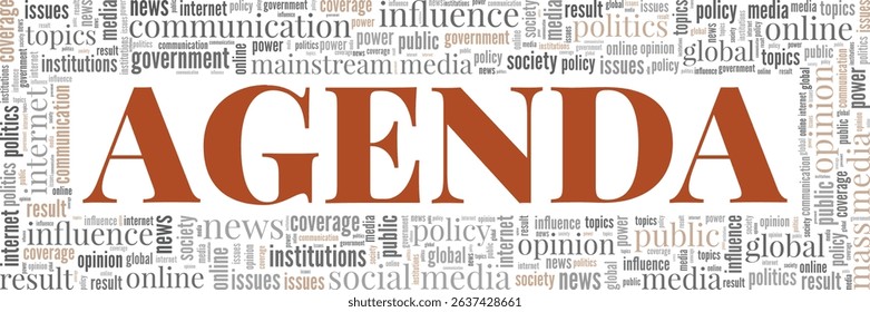 Agenda word cloud conceptual design isolated on white background.