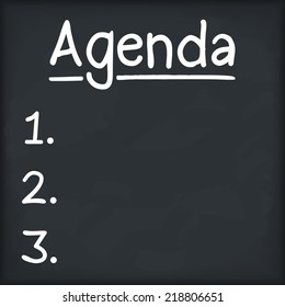 Agenda written on blackboard, vector eps10 illustration