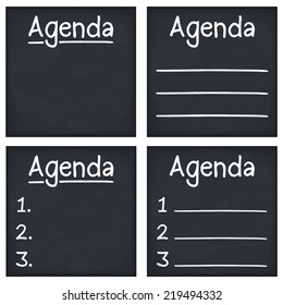 Agenda written on blackboard, vector eps10 illustration