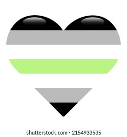 Agender flag heart shape isolated on white background. LGBT community flag. Vector illustration