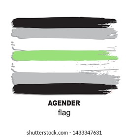 Agender flag isolated on white background. Gay pride symbol. Design element for banner, poster or leaflet. Grunge style.