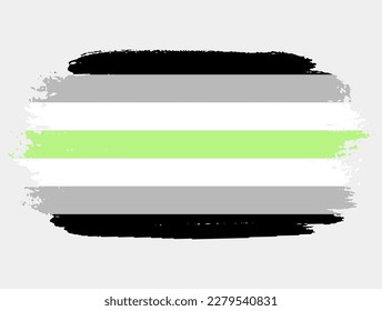 Agender Flag painted with brush on white background. LGBT rights concept. Modern pride parades poster. Vector illustration