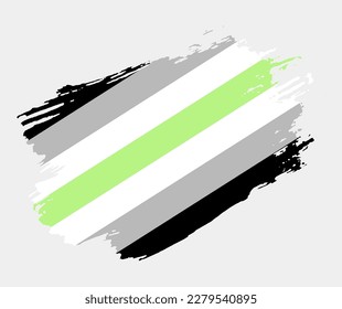 Agender Flag painted with brush on white background. LGBT rights concept. Modern pride parades poster. Vector illustration